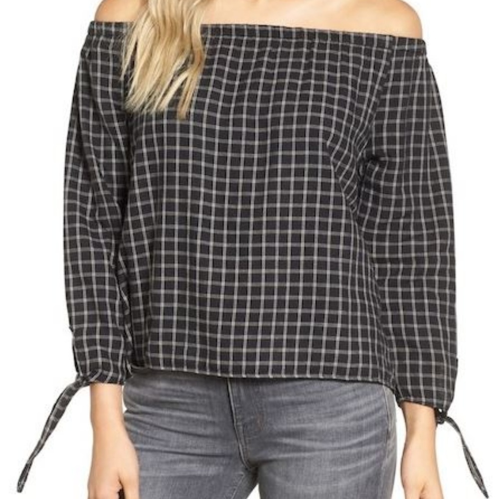 Madewell black & white check top size small 009 - Picture 3 of 5